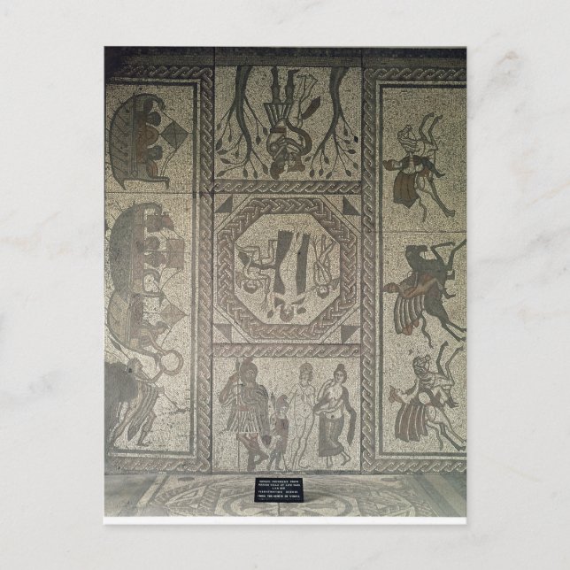 Cartão Postal Pavimento mosaico da vila romana em Low (Frente)