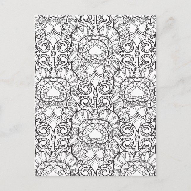 Cartão Postal Pavock Feather Pattern Doodle (Frente)