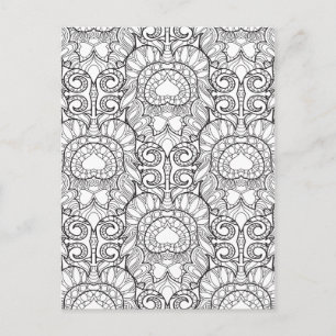 Cartão Postal Pavock Feather Pattern Doodle