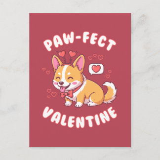 Cartão Postal Paw-Fect Valentine - Corgi Dog Valentine Gift