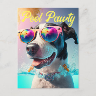 Cartão Postal Pawty de Piscina especial personalizada para o seu