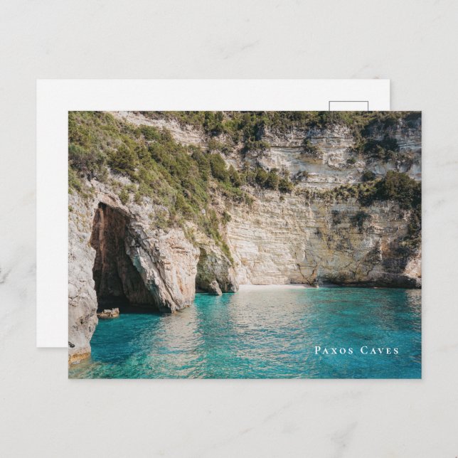 Cartão Postal Paxos Caves Greece Coastal (Frente/Verso)