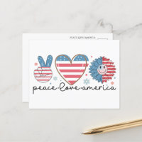 Cartão Postal Paz Amor América - Patriótico