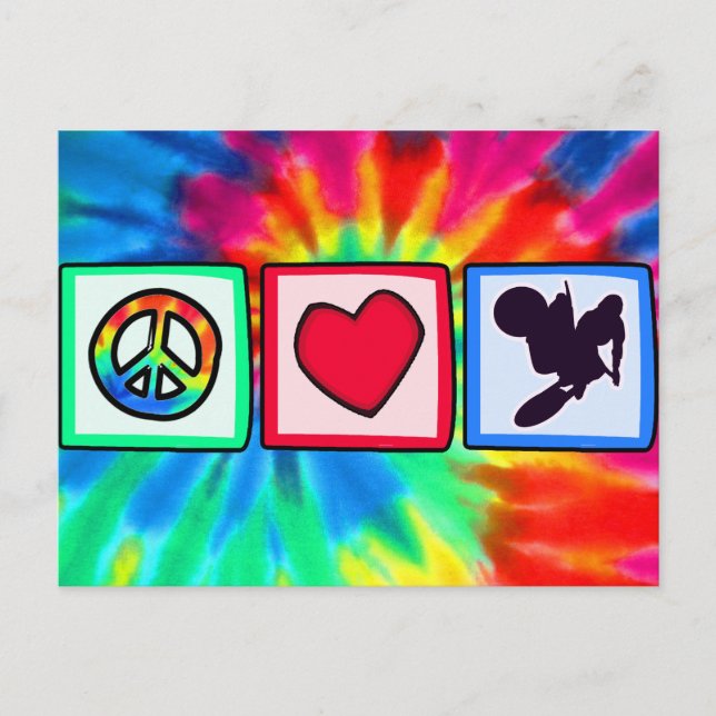 Cartão Postal Paz, Amor, Bicicleta Dirt (Frente)