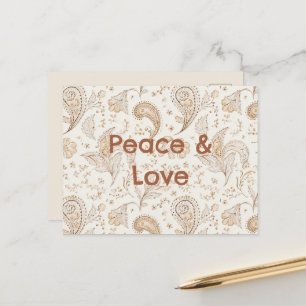 Cartão Postal Paz Amor Boêmio Hippie Anos Sessenta Paisley