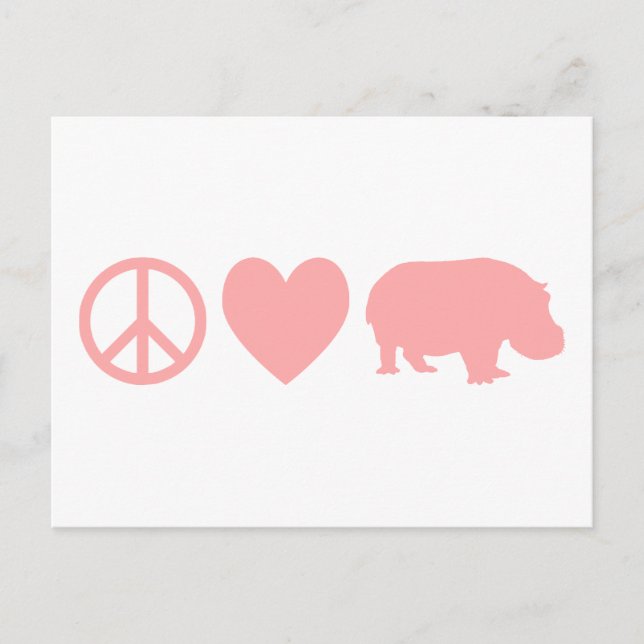 Cartão Postal Paz Amor e Hipopótamos (Frente)