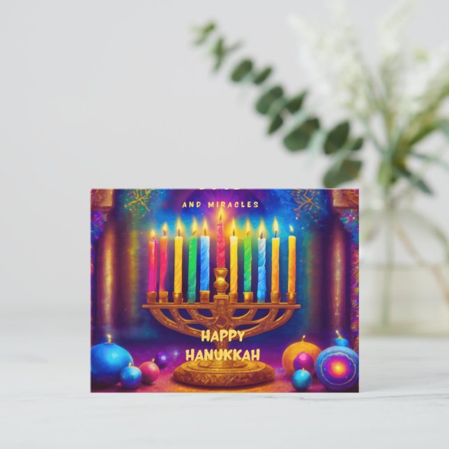 Cartão Postal Paz, Amor e Milagres - Hanukkah (Em pé/Frente)