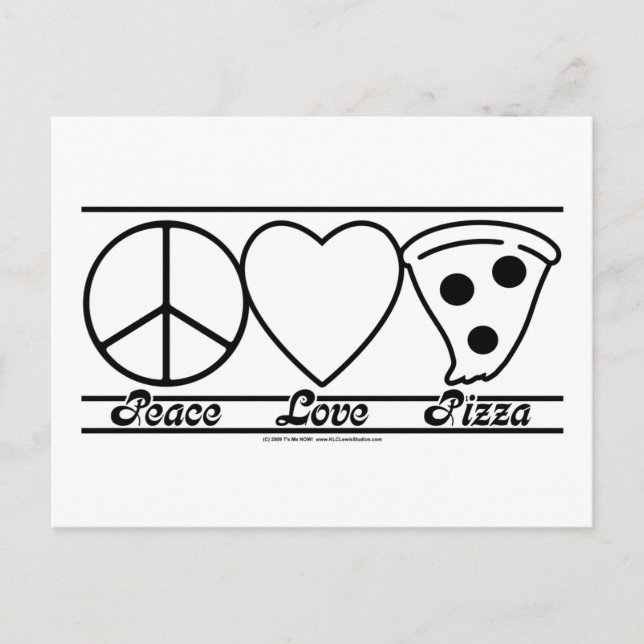 Cartão Postal Paz Amor e Pizza (Frente)