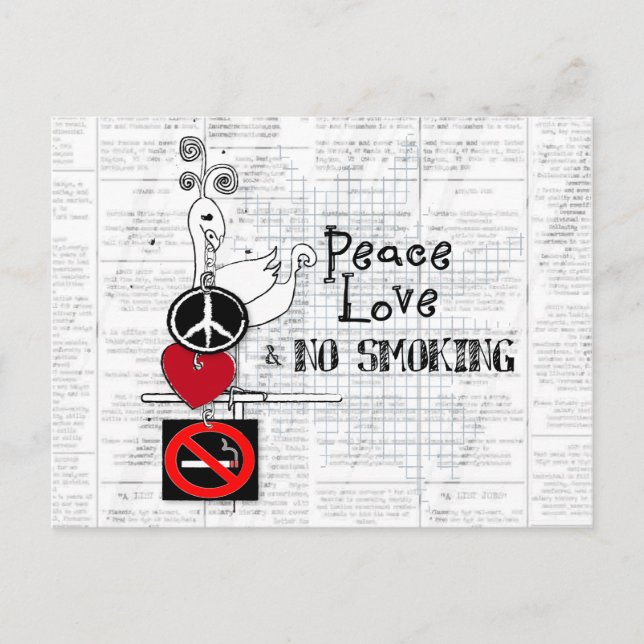 Cartão Postal paz - amor e SEM FUMAR (Frente)