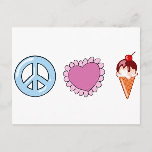 Cartão Postal Paz, amor e Sorvete