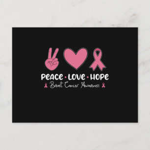 Cartão Postal Paz Amor Esperança Conscientização do Câncer de Ma