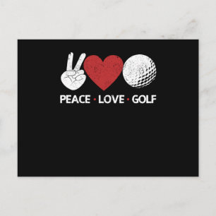 Cartão Postal Paz Amor Golfe Soa Golfe Engraçado Fã Golf