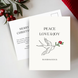 Cartão Postal Paz Amor Joy Snowbird Posto de Natal