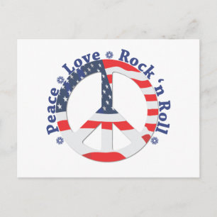 Cartão Postal Paz, amor, rolo da rocha n