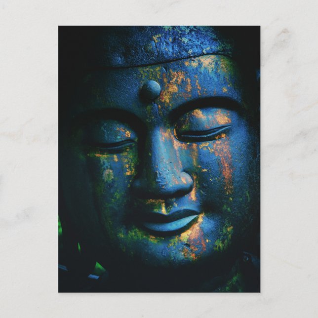 Cartão Postal Paz de Blue Buddha Om (Frente)