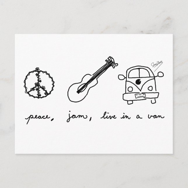 Cartão Postal Paz, Jam, viva numa Van (Frente)