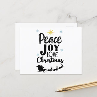 Cartão Postal Paz Joy Amor Natal | Papais noeis modernos Sleigh