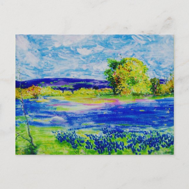 Cartão Postal paz na Terra em Campos Bluebonnet (Frente)