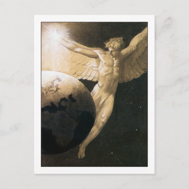 Cartão Postal Paz na Terra por Sascha Schneider (Frente)