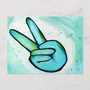 Cartão Postal Paz no Dia da Paz Sinais de Arte Pacífica