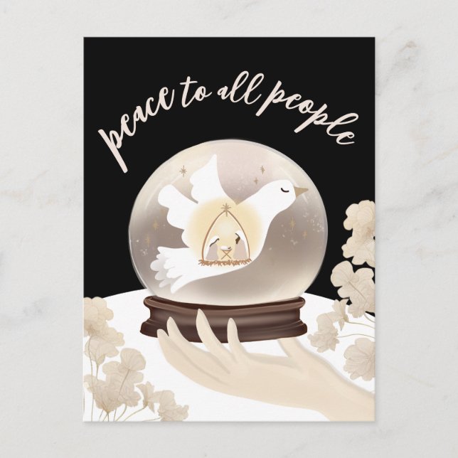 Cartão Postal Paz para todas as Férias da Natividade Cristã pess (Frente)