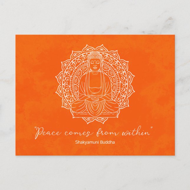 Cartão Postal Paz Vem De Dentro Do Laranja Shakyamuni Buddha (Frente)