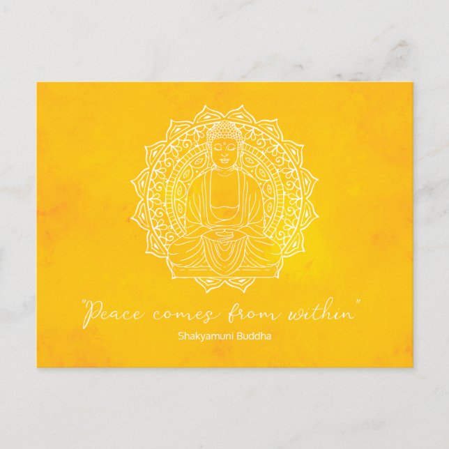 Cartão Postal Paz Vem de Dentro Shakyamuni Buda Amarelo (Frente)