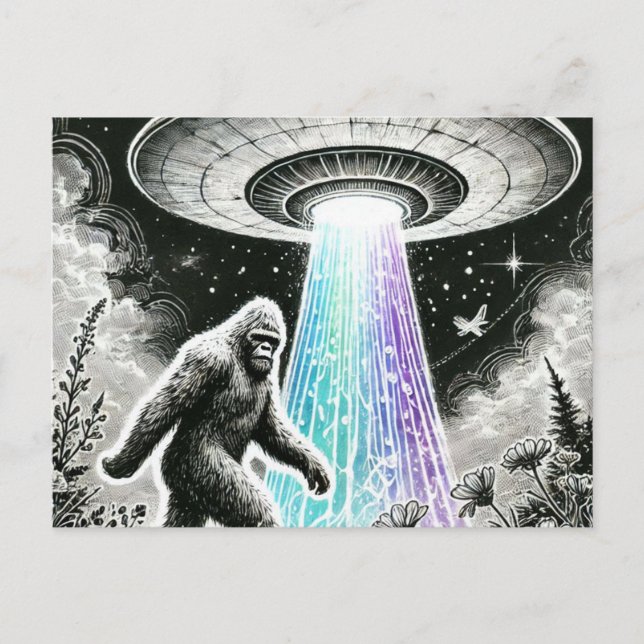 Cartão Postal Pé Grande e um OVNI no Cartão-Postal Florestal (Frente)