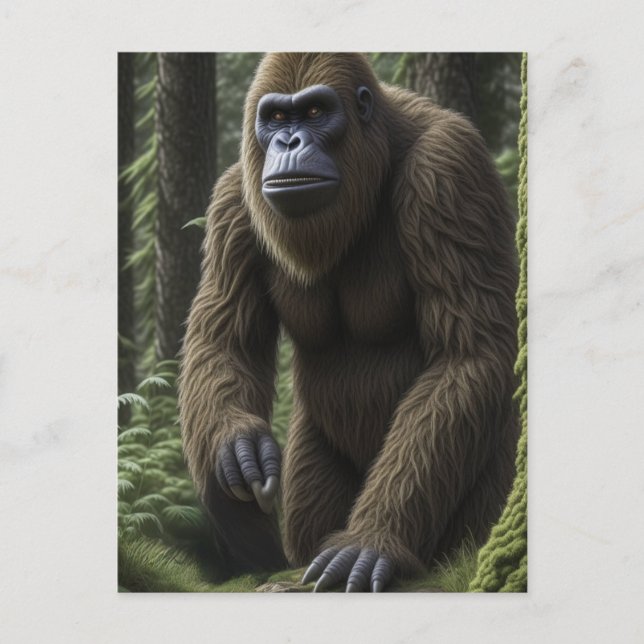 Cartão Postal Pé Grande ou Sasquatch Mantendo-se em Contato (Frente)