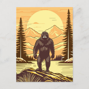 Cartão Postal Pé Grande Retro Vintage Sasquatch Montanhas  