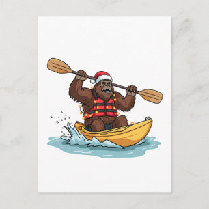 Cartão Postal Pé Grande Sasquatch Caiaque Natal Esporte Aquático