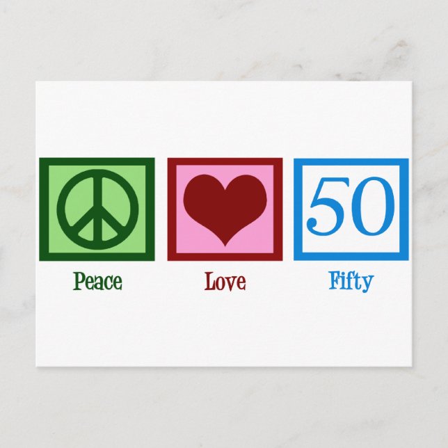 Cartão Postal Peace Love 50th Birthday Festa Cute (Frente)