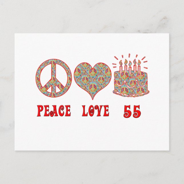 Cartão Postal Peace Love 55 (Frente)
