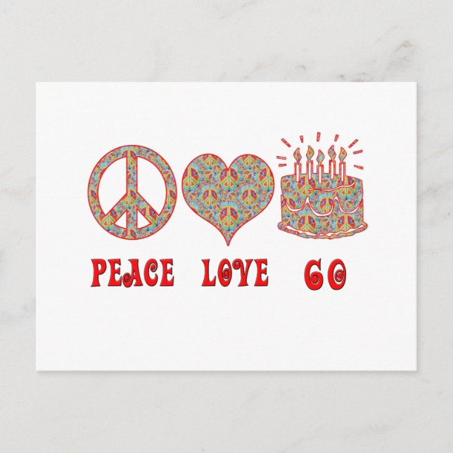 Cartão Postal Peace Love 60 (Frente)