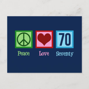 Cartão Postal Peace Love 70 Birthday