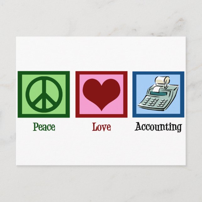 Cartão Postal Peace Love Accounting (Frente)