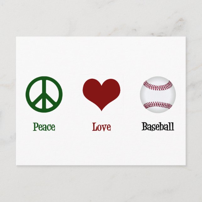 Cartão Postal Peace Love Baseball (Frente)