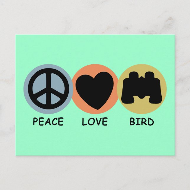 Cartão Postal Peace Love Bird (Frente)