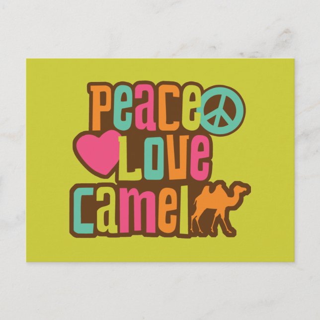 Cartão Postal Peace Love Camel (Frente)