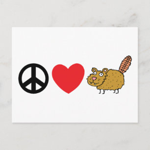 Cartão Postal Peace Love Canadian Beaver