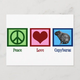 Cartão Postal Peace Love Capybaras