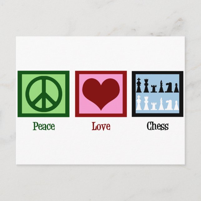 Cartão Postal Peace Love Chess (Frente)