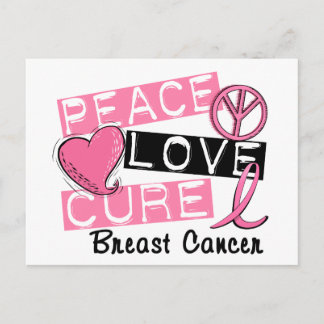 Cartão Postal Peace Love Cure Break Cancer