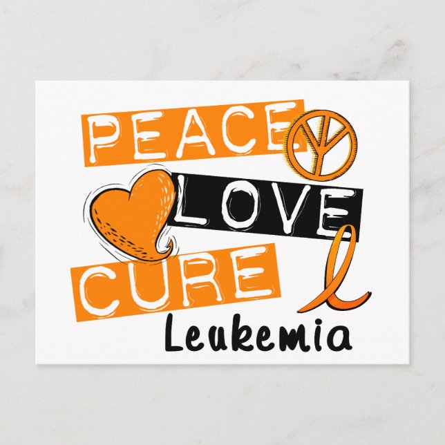 Cartão Postal Peace Love Cure Leukemia (Frente)