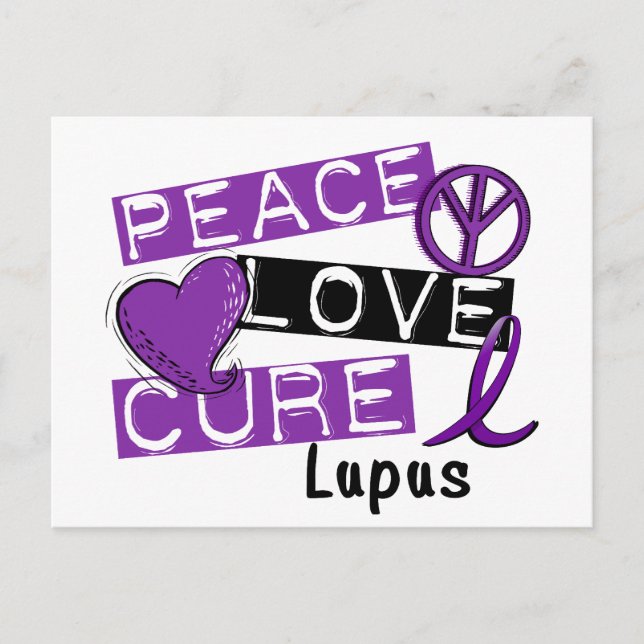 Cartão Postal Peace Love Cure Lupus (Frente)