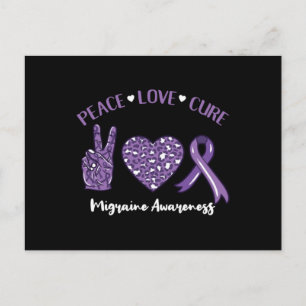 Cartão Postal Peace Love Cure Migraine Awarness
