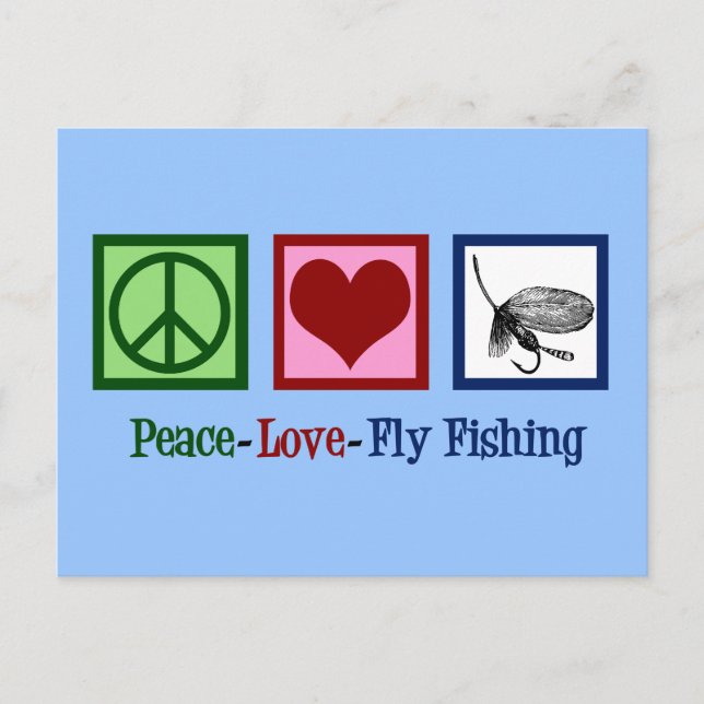 Cartão Postal Peace Love Fly Fisheries (Frente)