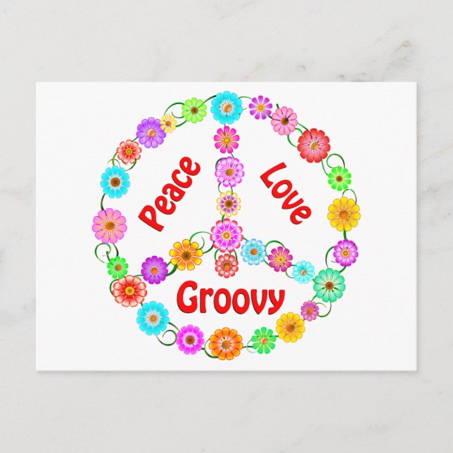 Cartão Postal Peace Love Groovy (Frente)
