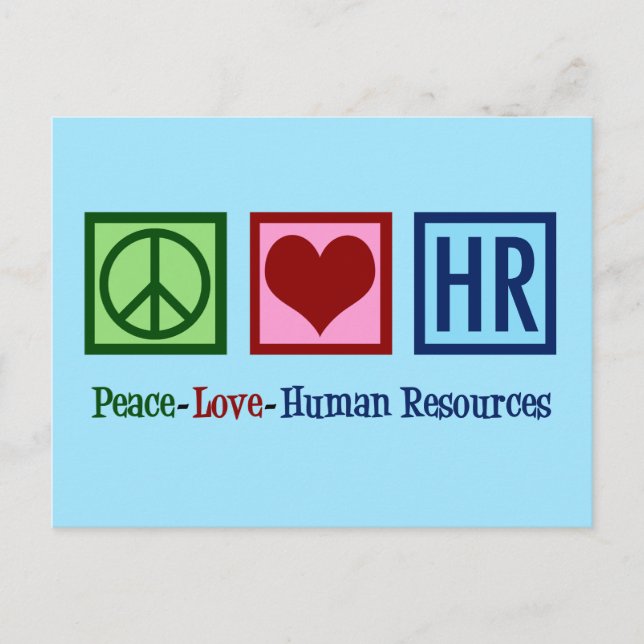 Cartão Postal Peace Love Human Resources HR (Frente)