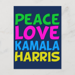 Cartão Postal Peace Love Kamala Harris